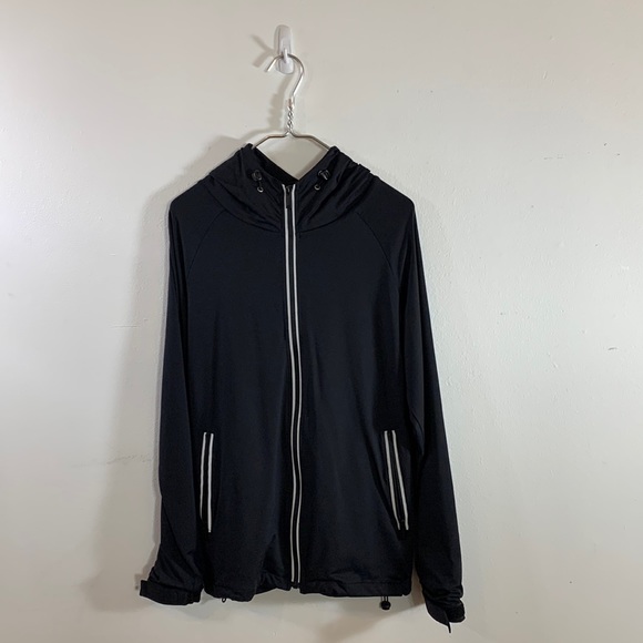 Like New Karl Lagerfeld Paris Athletic Zip Hoodie Track Jacket Reflective Stripe - Picture 2 of 12